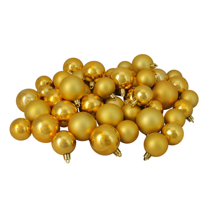 50ct Vegas Gold Shatterproof 2-Finish Christmas Ball Ornaments 2" (50mm)