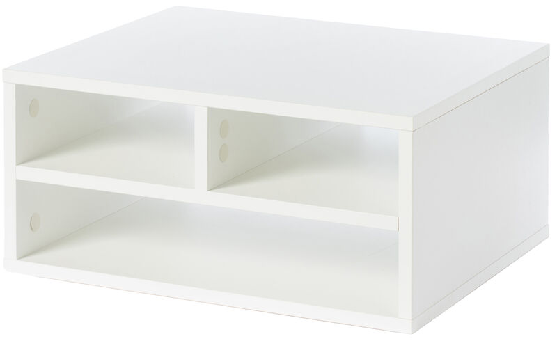Printer Stand Shelf Wood Office Desktop Compartment Organizer, White