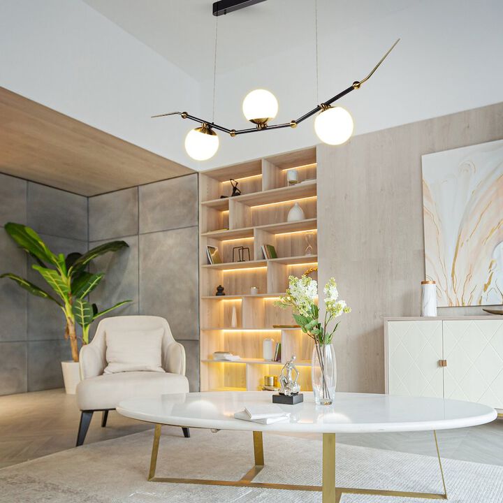 VONN Lighting Height Adjustable Pendant Light Integrated LED Linear Chandelier
