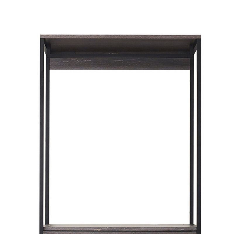 Gin Modular Closet System, 3 Rustic Gray Drawers, 1 Hanging Rod, Black