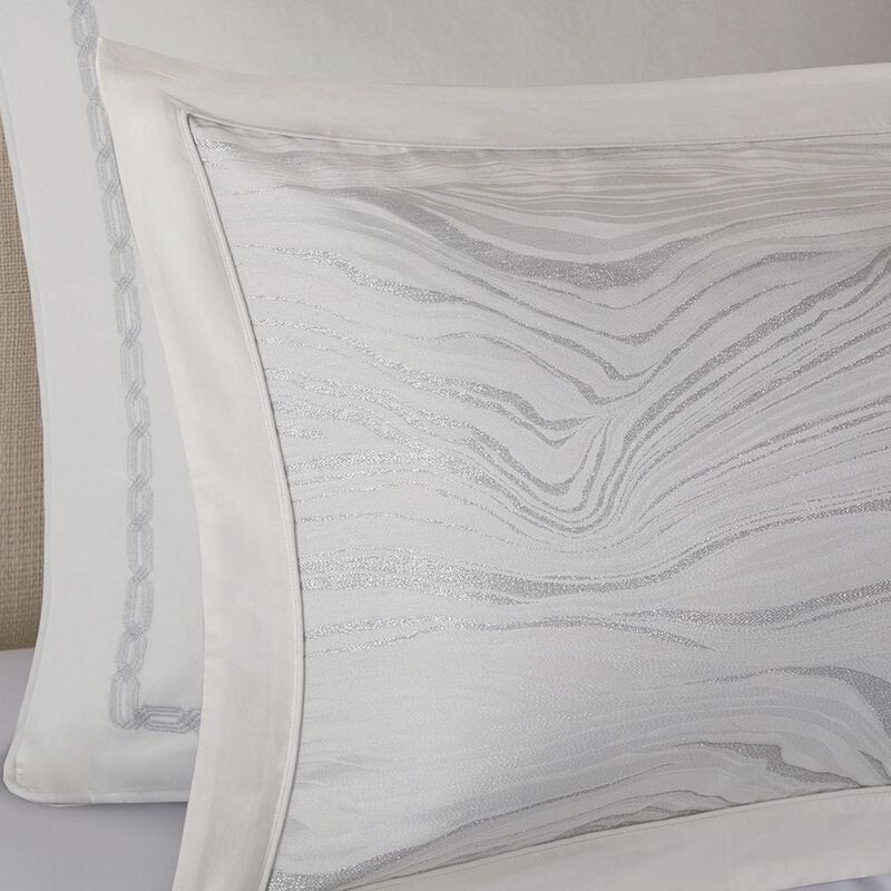 Belen Kox White Metallic Jacquard Comforter Set, Belen Kox