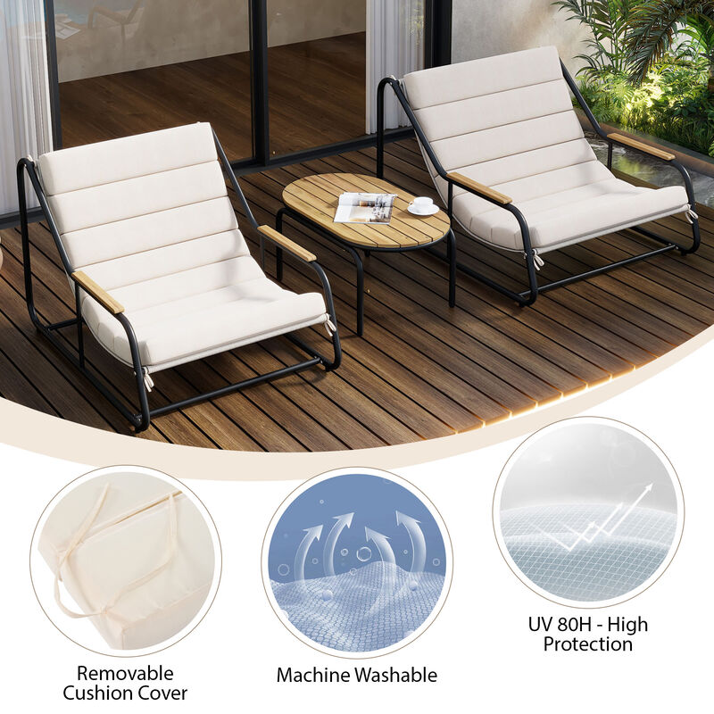 Merax Outdoor Chaise Lounge Chairs ans 1 Side Table