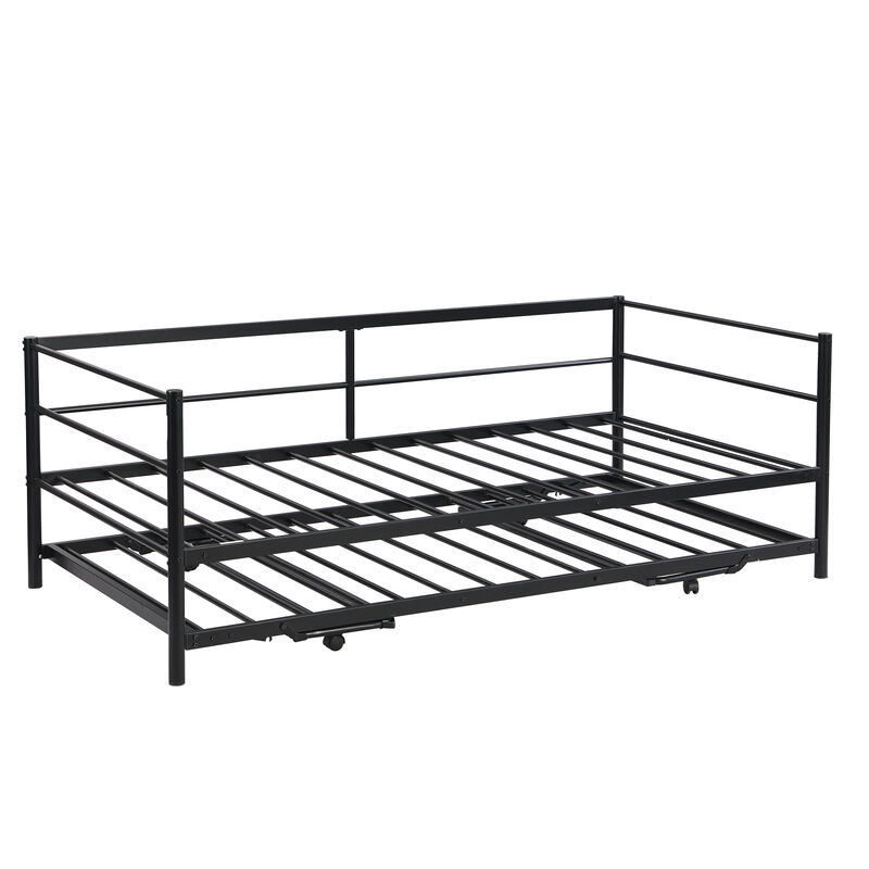 Merax Metal Daybed Bed with Pop Up Trundle