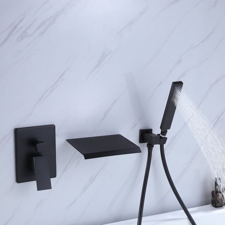 Waterfall Wall Mounted Tub Filler With Handheld Shower