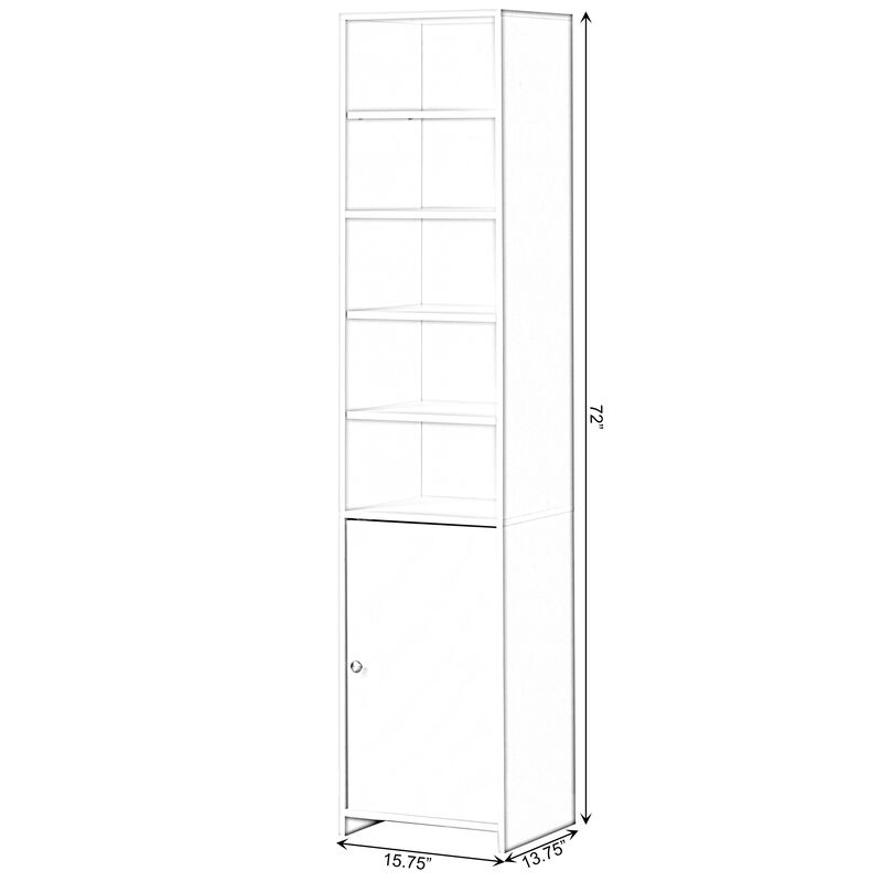 Tall Freestanding Bathroom Laundry Storage Organizer Cabinet Linen Tower, White