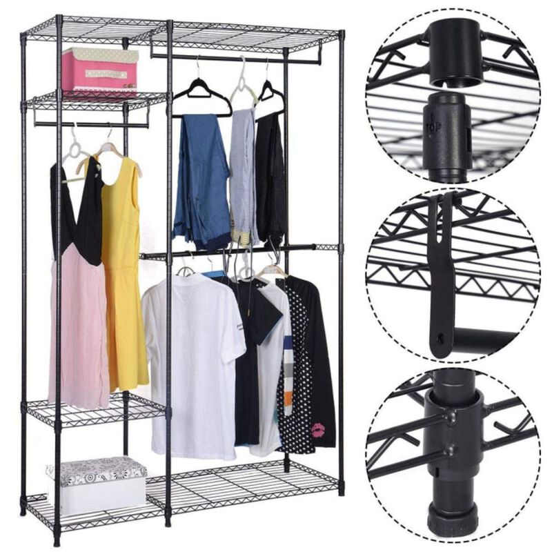 Hivvago Portable Steel Closet Hanger Storage Rack Organizer