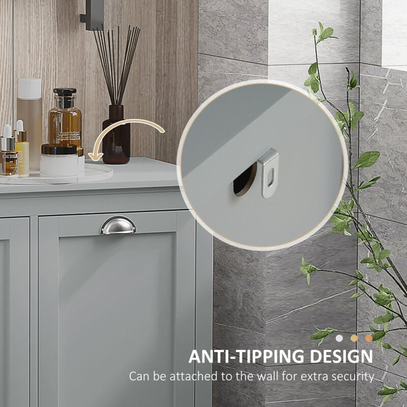 Tilt-Out Laundry Sorter Cabinet, Bathroom Organizer with Storage Compartments