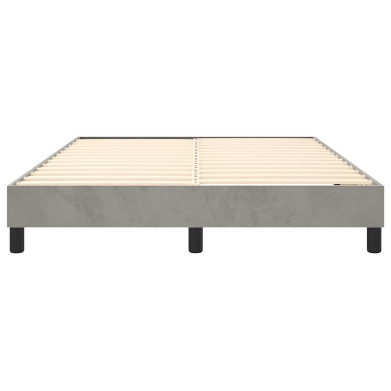 vidaXL Modern Velvet Box Spring Bed Frame, Full Size, Light Gray - Sturdy Plywood and Engineered Wood Construction for Restful Sleep