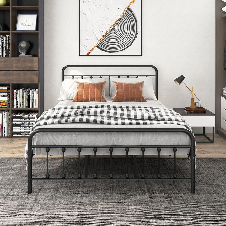Hivvago Quick Assembly Queen Sized Metal Canopy X Shaped Platform Bed Frame