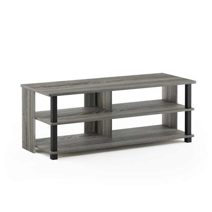 Furinno Sully 3-Tier TV Stand for TV up to 50, French Oak Grey/Black, 17077GYW/BK