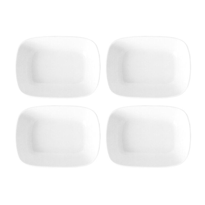 Porcelain Delta-Coupe 8" x 5.75" x h:1.75" 20 oz. Rectangular White Porcelain Deep Plate (Set of 4)