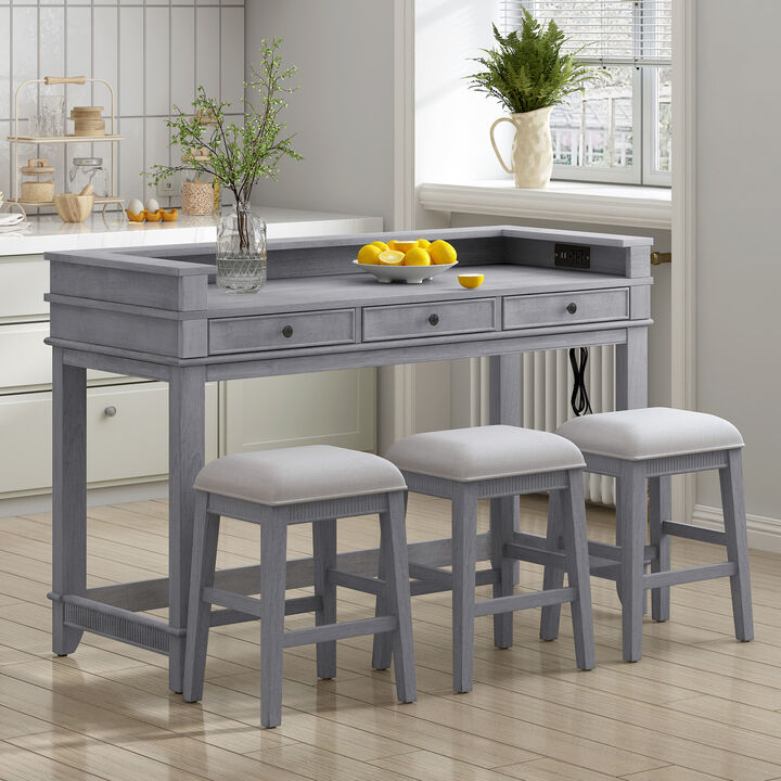 Merax 4-piece Dining Bar Table Set with 3 Stools