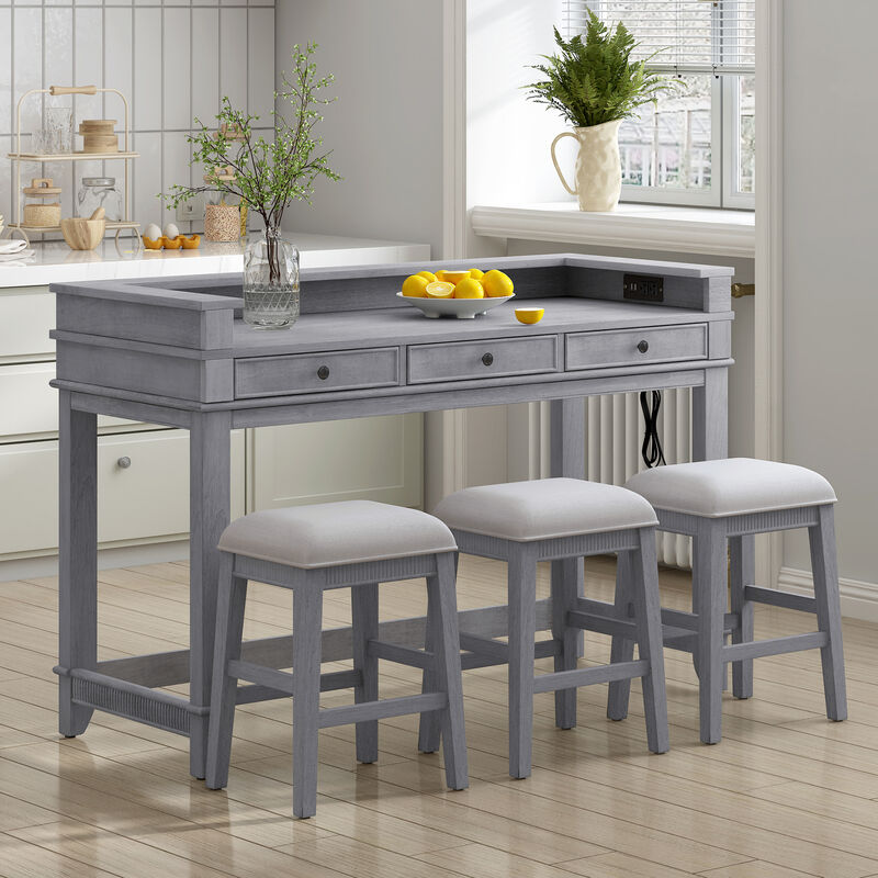 Merax 4-piece Dining Bar Table Set with 3 Stools