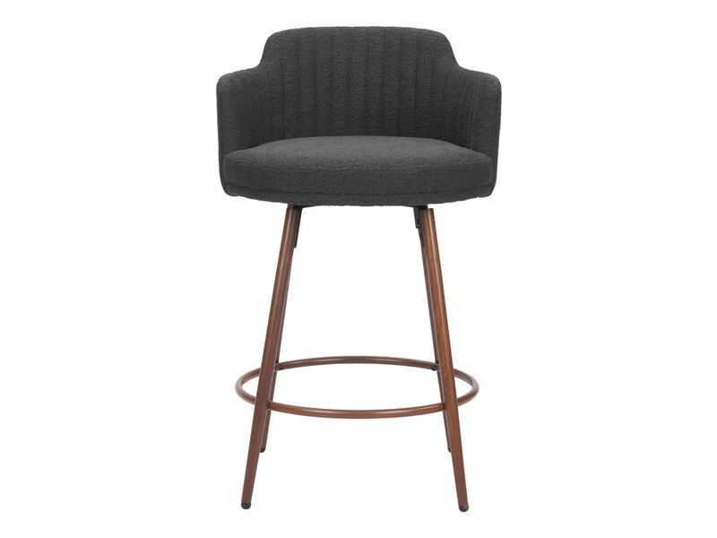 Kono Swivel Counter Stool (Set of 2) Black & Walnut