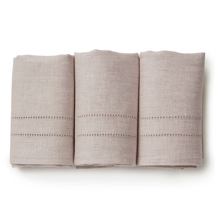 Solino Home 100% Pure Linen Hand Towels Set of 3 - 14 x 24 Inch