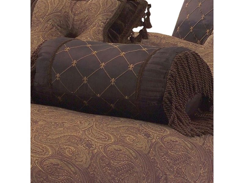 10 Piece King Polyester Comforter Set with Paisley Pattern Design, Brown - Benzara