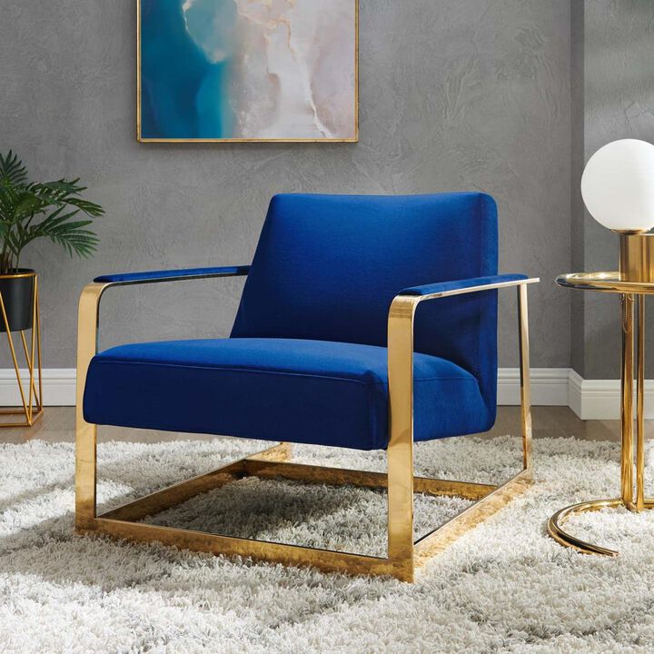 Modway Seg Performance Velvet Accent Chair, Gold Navy