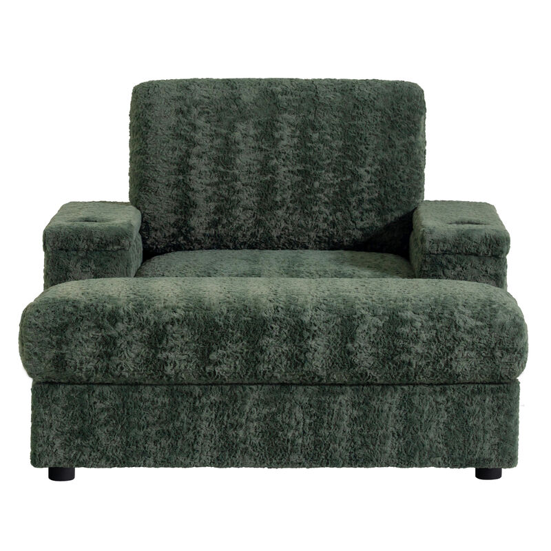 Merax Upholstered Sofa Chair with Storage Ottoman and Armrests