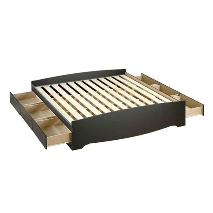 Hivvago King size Black Wood Platform Bed Frame with Storage Drawers