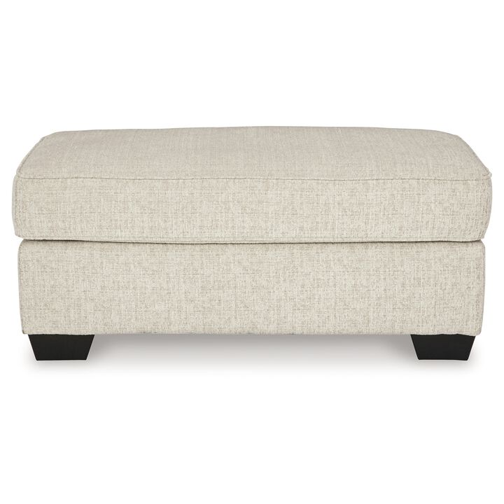 Burgess Ottoman, Ivory Polyester, Soft Cushions, Rectangular 44 Inch - Benzara