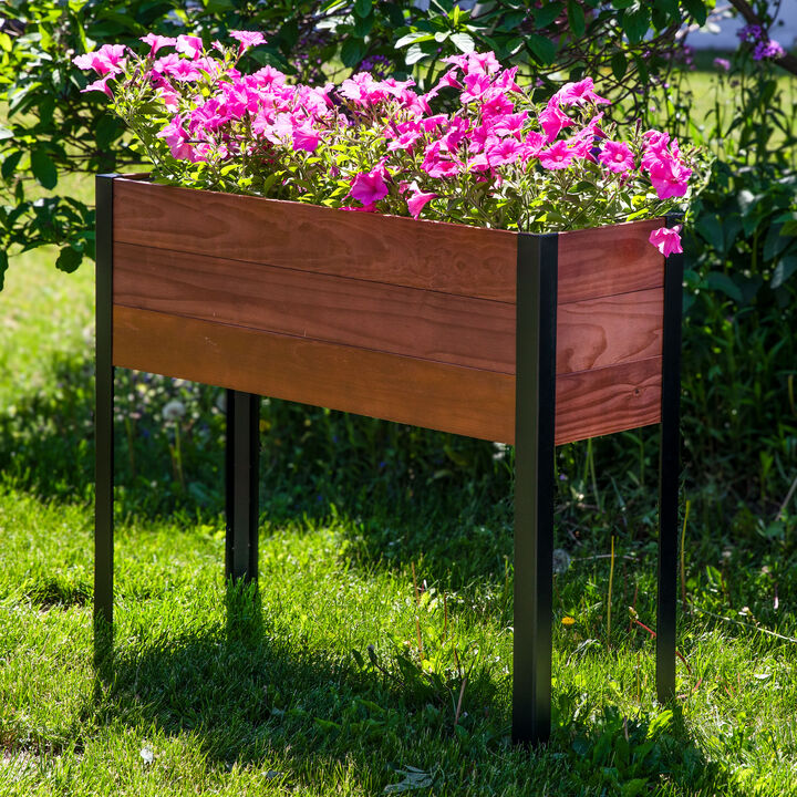 Acacia Wood Raised Garden Bed with Removable Planter Bag