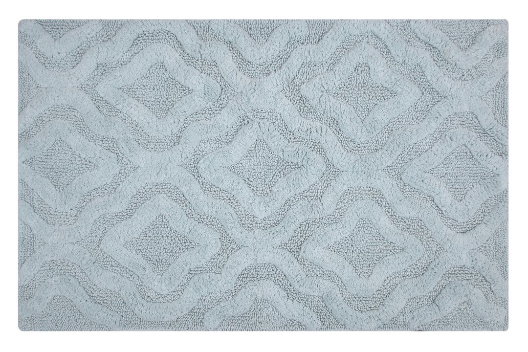 Knightsbridge Link Bath Rug Cotton Non Skid Back - 24x40", Light Blue