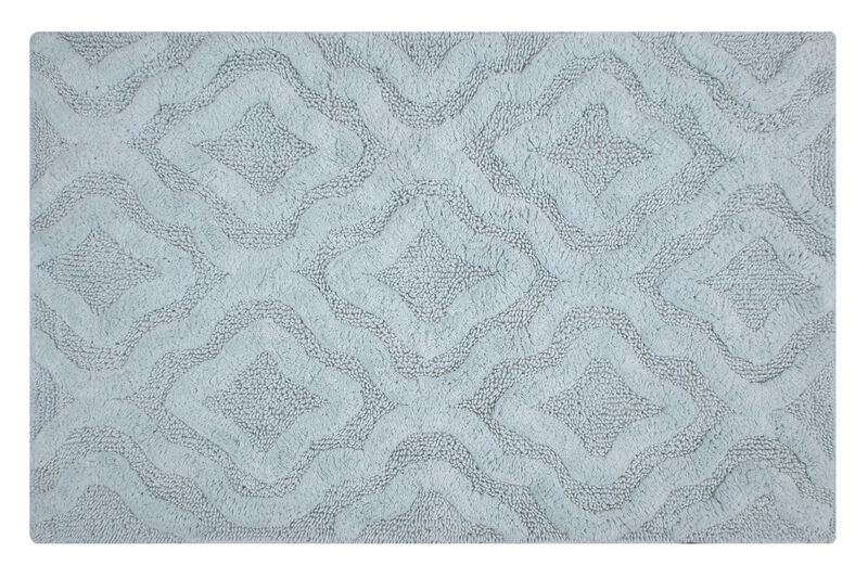 Knightsbridge Link Bath Rug Cotton Non Skid Back - 24x40", Light Blue