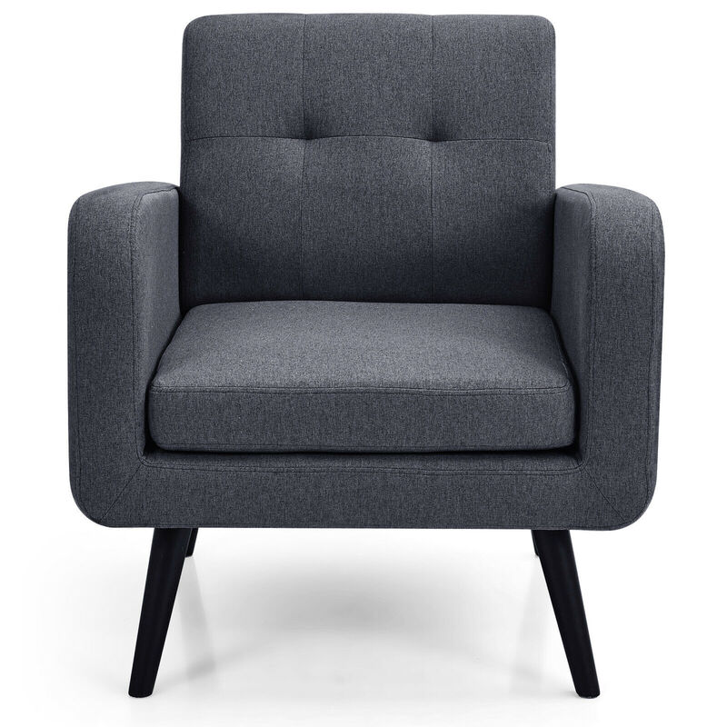Costway 2PCS Accent Armchair Single Sofa Chair Home Office w/ Wooden Legs Gray