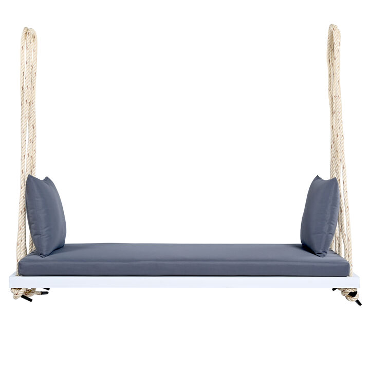 Merax  Patio Wooden Hanging Porch Swing Bench with Cushion