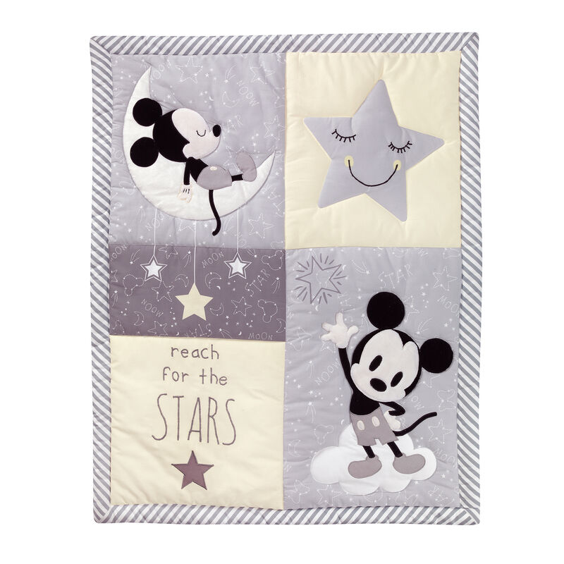 Disney Baby Mickey Mouse Gray/Yellow 4-Piece Crib Bedding Set by Lambs & Ivy