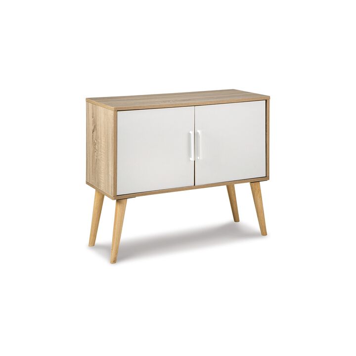 Kior Accent Cabinet Console, 2 Doors w Adjustable Shelf, White 32 Inch - Benzara