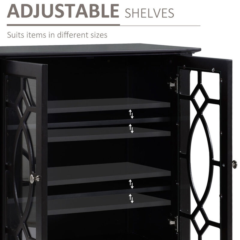 Espresso Dining Storage: Display Cabinet with Glass Doors