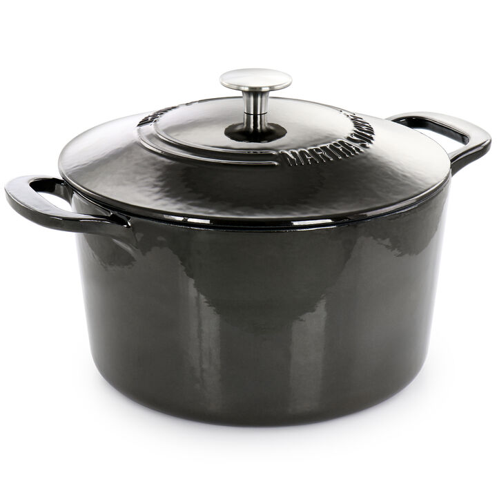 Martha Stewart 7 Quart Enameled Cast Iron Dutch Oven with Lid in Gunmetal Gray