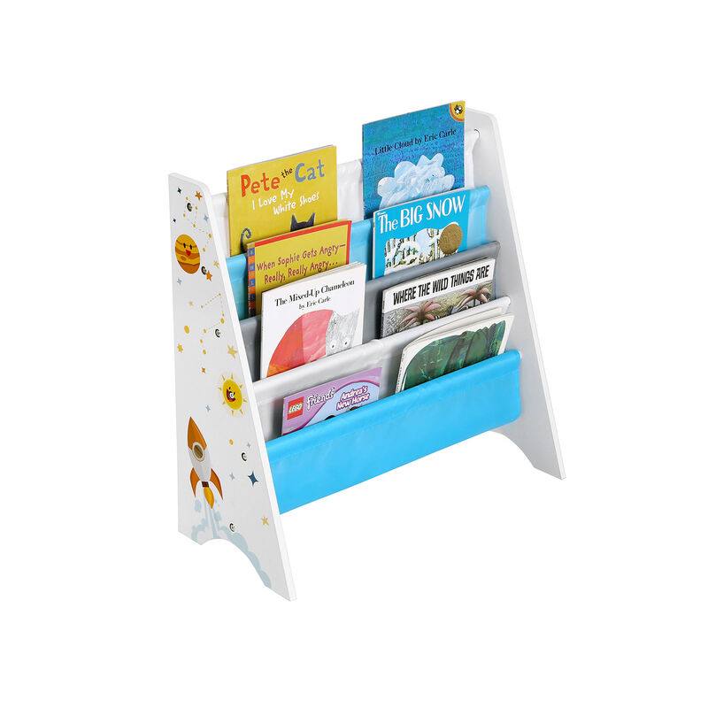 Kids’ Book Organizer Storage Shelf for Playroom, Children’s Room- Blue and Gray
