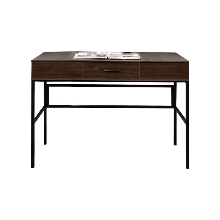Writing Desk with Lift Top Storage and USB Plugin, Brown-Benzara
