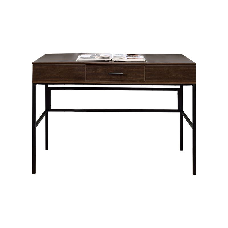 Writing Desk with Lift Top Storage and USB Plugin, Brown-Benzara