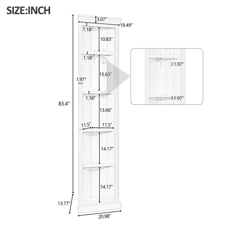 Merax Tall Bookshelf with 2 Corner Cabinet Set