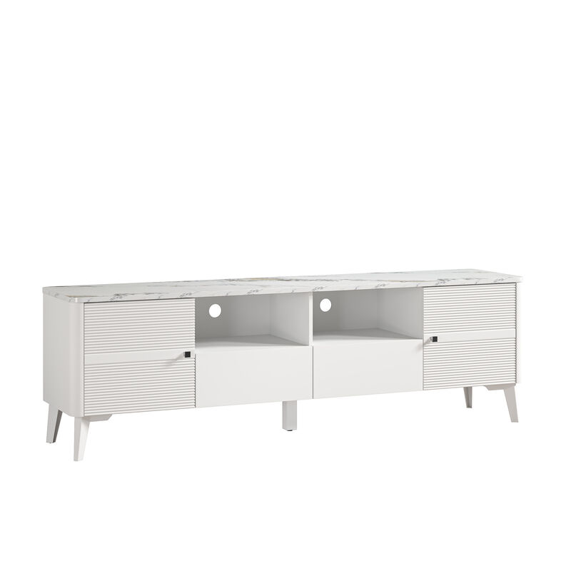 FESTIVO Stylish 70-Inch TV Stand with Marble-Printed Top