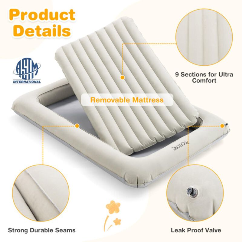 Hivvago 2-in-1 Multi-Purpose Inflatable Toddler Travel Bed Air Mattress Set with Electric Pump