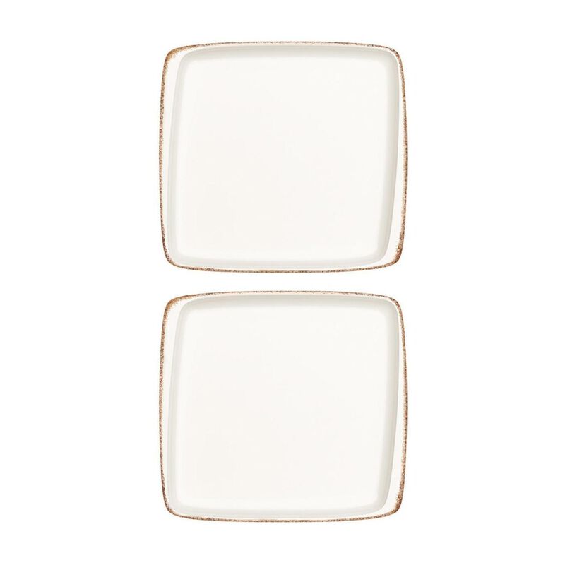 Retro 8.5" x 8" Square Decorated Porcelain Plate (Set of 2)