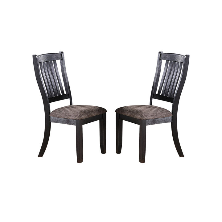 Dark Coffee Fabric Upholstered Side Chairs, Black(Set Of 2)
