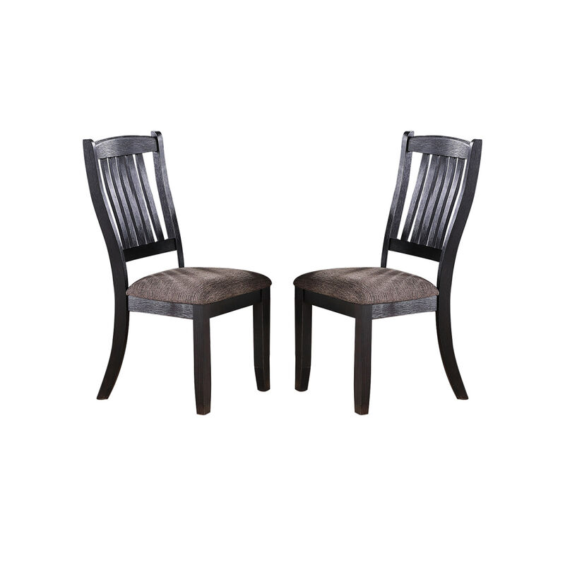 Dark Coffee Fabric Upholstered Side Chairs, Black(Set Of 2)