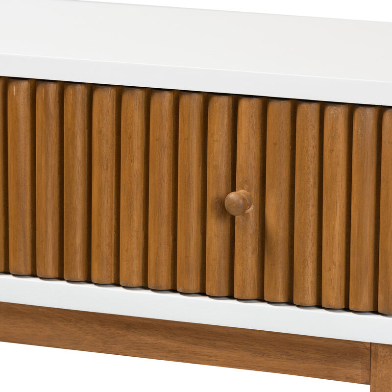 Bali & Pari Odile Modern Two-Tone Natural Brown and White Bayur Wood 1-Drawer Console Table