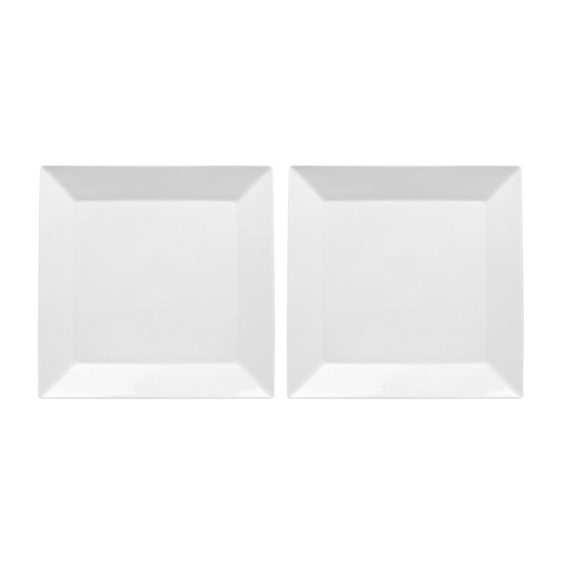 Porcelain Merid 9.5" x 9.5" Square White Porcelain Plate (Set of 2)