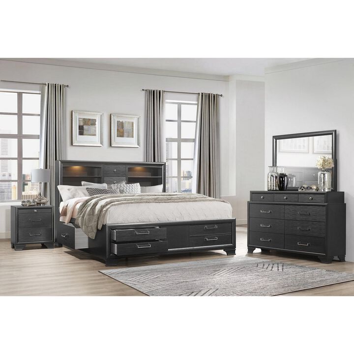 Hivvago Grey Nightstand With 3 Drawers