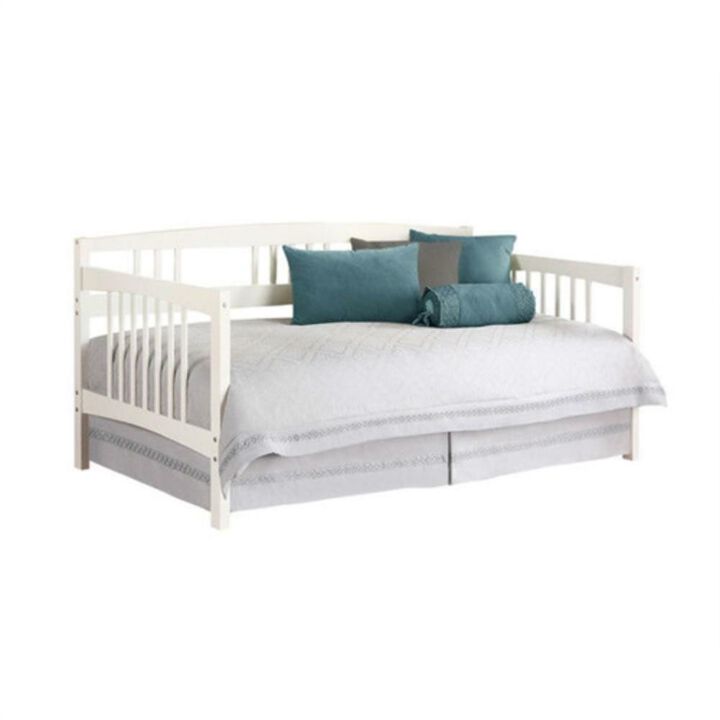 Hivvago Twin size Traditional Pine Wood Day Bed Frame in White Finish