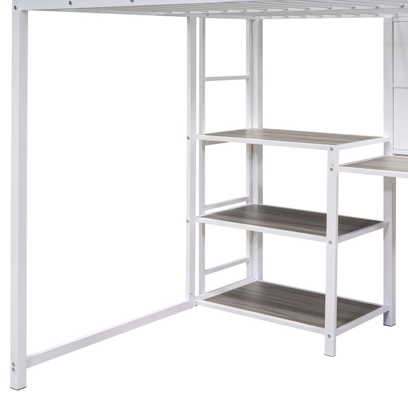 Merax Metal Loft Bed with Desk and Ladder