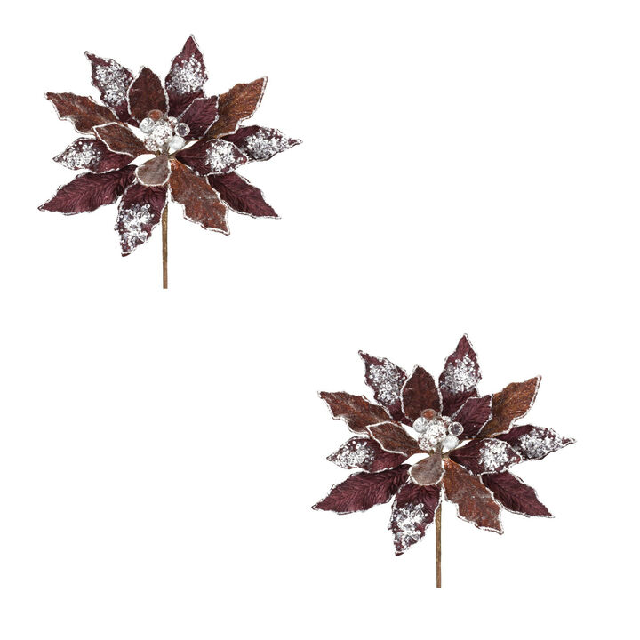 Set of 2 Poinsettia Stems for Holiday Decorations and Floral Arrangements