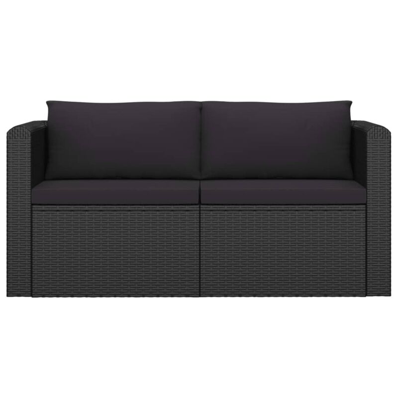 vidaXL 2 Piece Garden Sofa Set with Cushions Poly Rattan Black