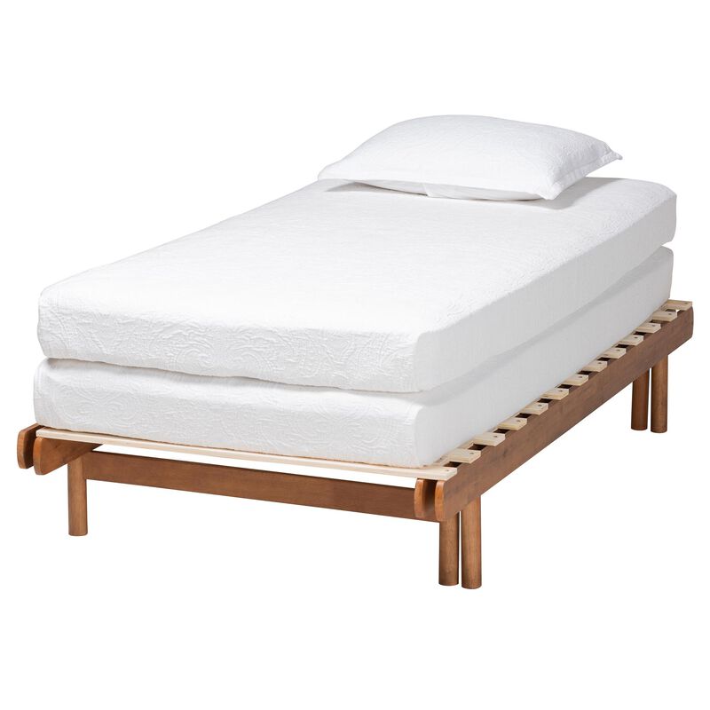 Baxton Studio Bolivia Mid Century Modern Walnut Brown Wood Expandable Twin To King Bed Frame
